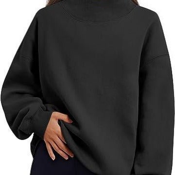 Casual Style Fleece Shirt Thick Half Turtleneck Loose Women's Sweater - RICALOUX