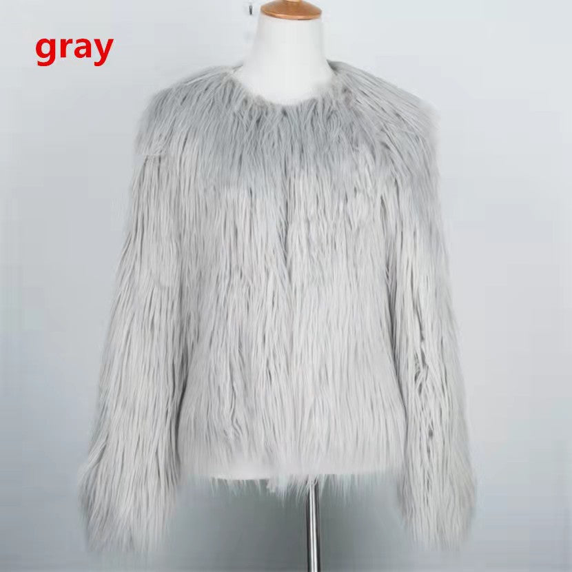 Long-sleeve Plus-size Washed Shearling Coat For European And American Women by Ricaloux