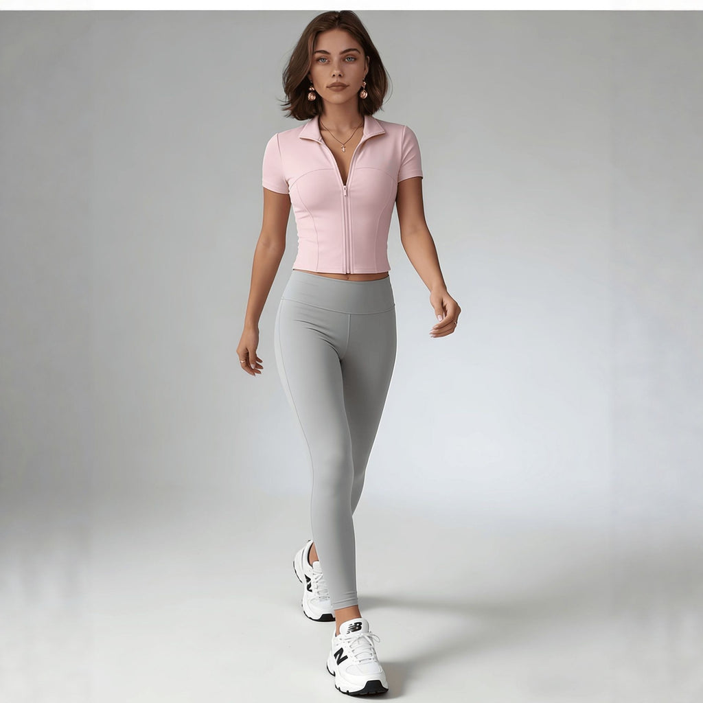 Womens Long-sleeve Zip-up Yoga Top by Ricaloux