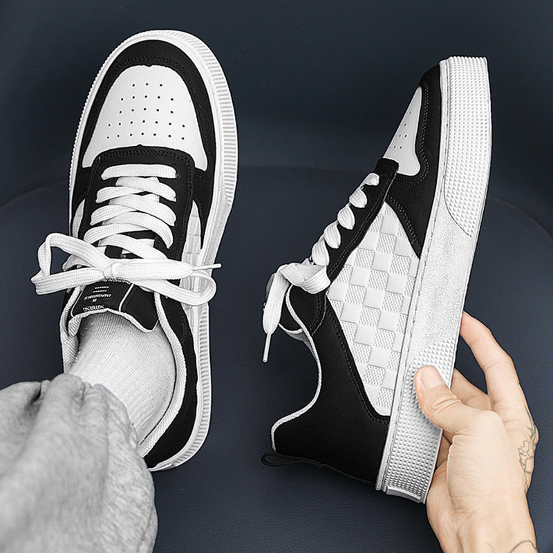 Casual Lace-up Sneakers Men Fashion Breathable Plaid Flats Shoes by Ricaloux