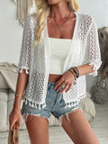 Hollow-out Vacation-style Beach Knit Top by Ricaloux