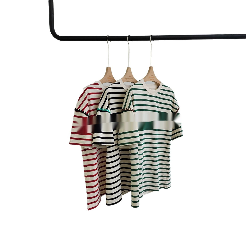 Striped Loose-fitting Long-length Color-block Summer Casual Versatile Top – Premium 0 | RICALOUX