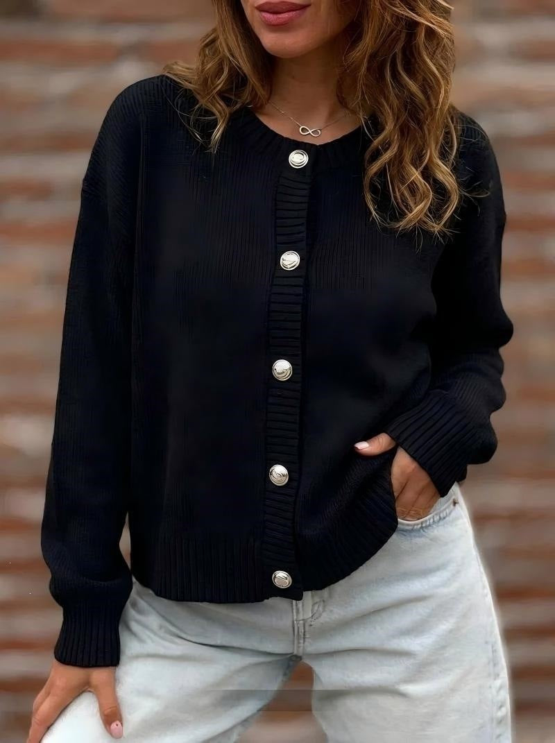 Womens Button-front Cardigan Long-sleeve Sweater – Premium 0 | RICALOUX
