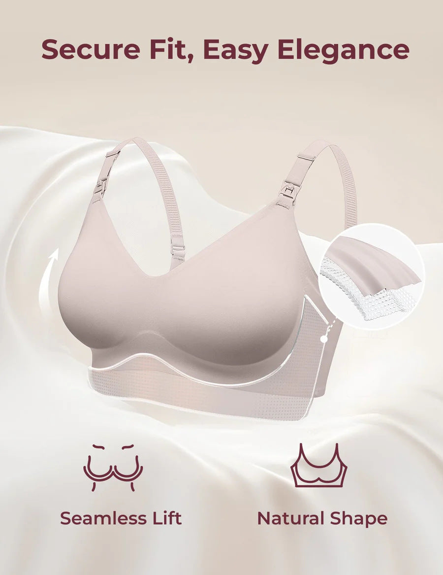 Womens Solid-color Minimalist Seamless Ultra-comfortable Maternity Bra by Ricaloux
