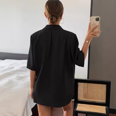 Fashionable Womens Suit Jacket Short-Sleeve Top – Premium 0 | RICALOUX