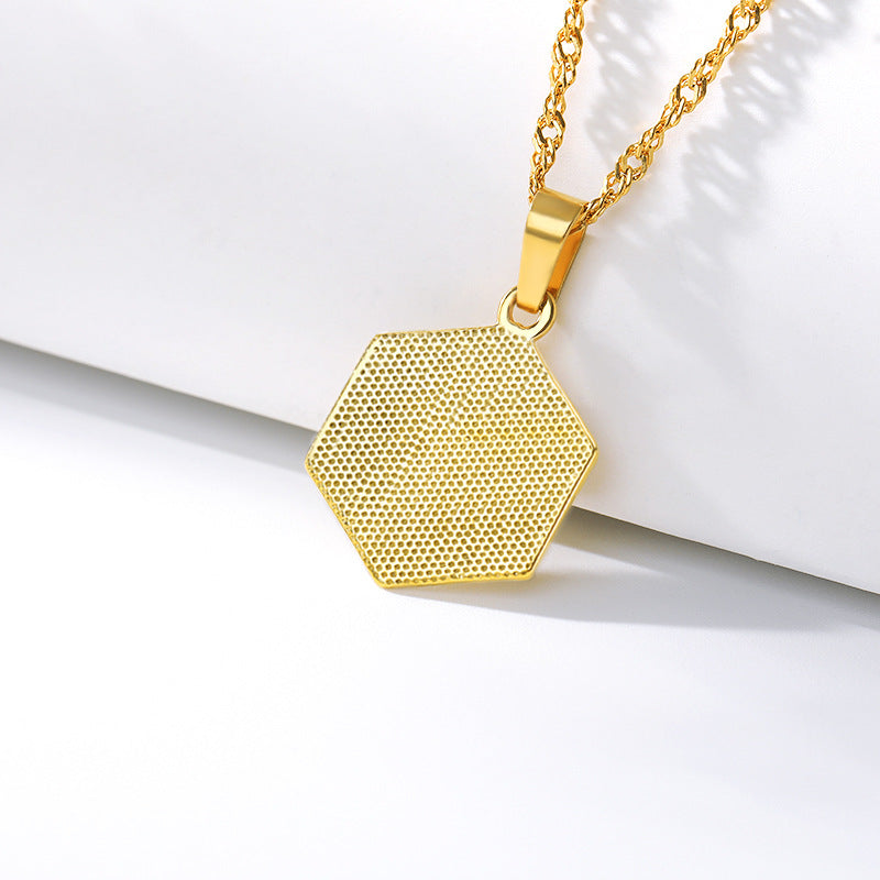 Initial Letter Hexagon Pendant Necklace For Women Jewelry – Premium 4 | RICALOUX