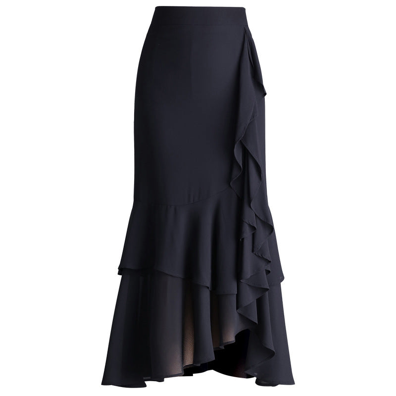 Womens Irregular Ruffled Chiffon Skirt by Ricaloux