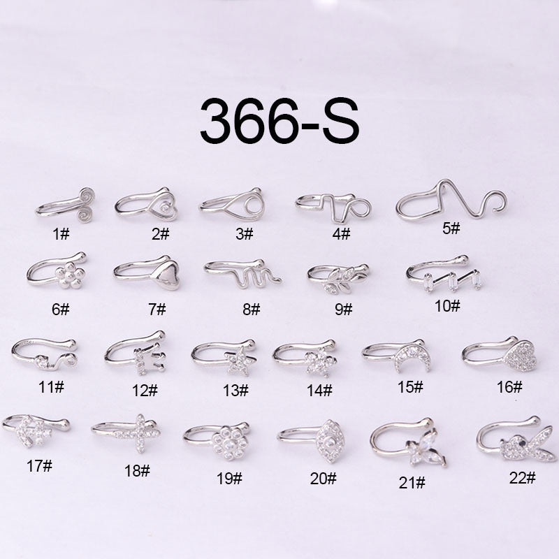 Brass Set Zircon Non-porous Piercing Clip Nose Ring – Premium 0 | RICALOUX