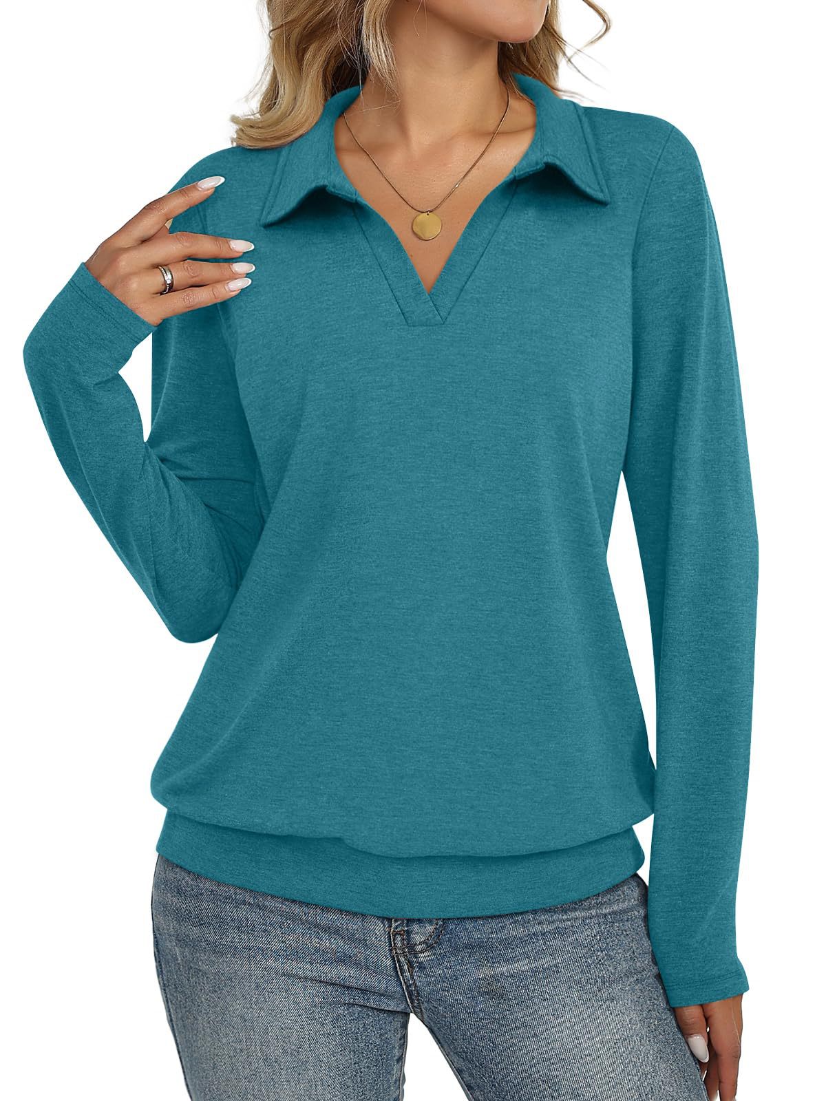 Womens Long-sleeved Fashionable Casual Minimalist And Relaxed-fit Top by Ricaloux