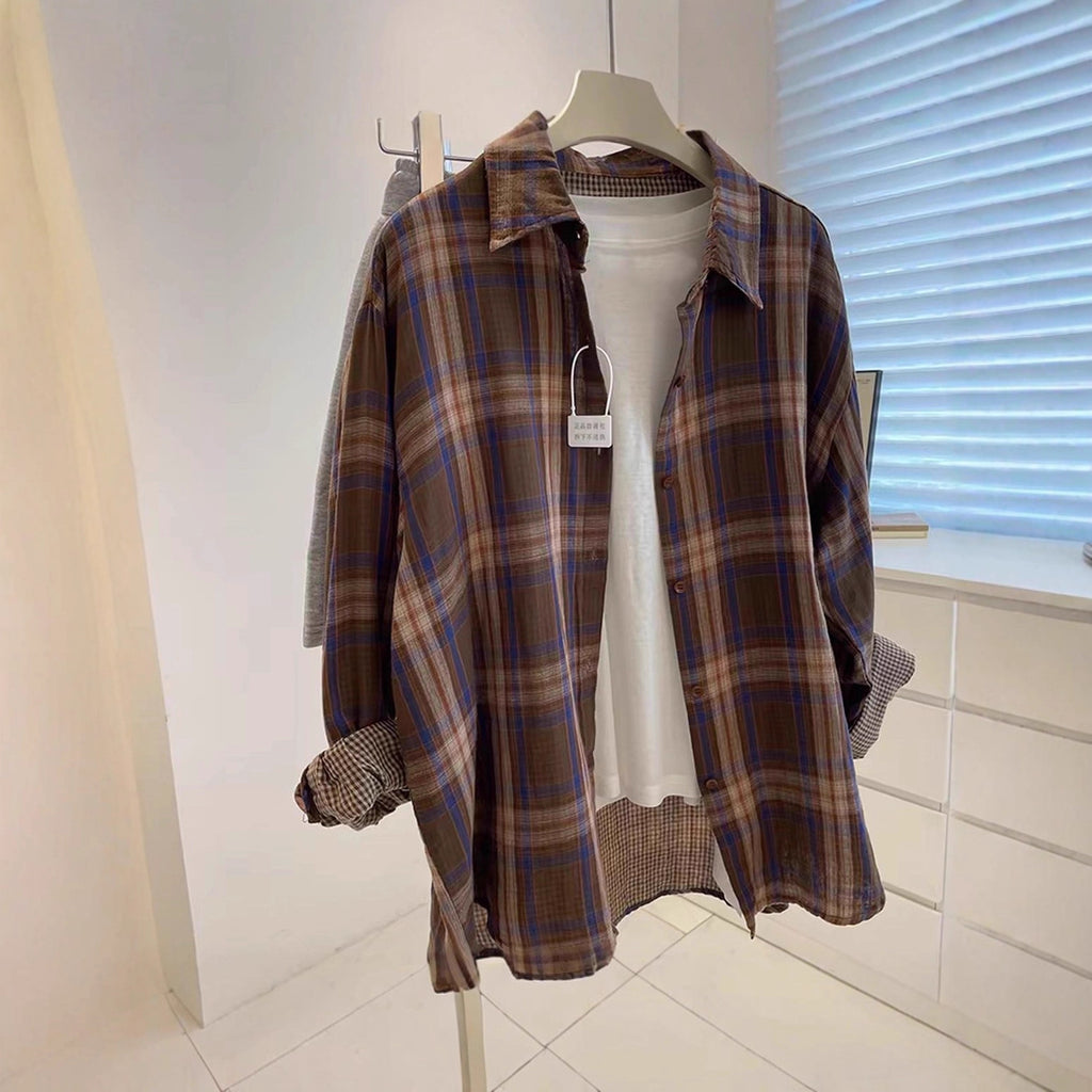 Fashionable Loose-fit Laid-back Vintage-style Versatile Blouse Cardigan Top – Premium 0 | RICALOUX