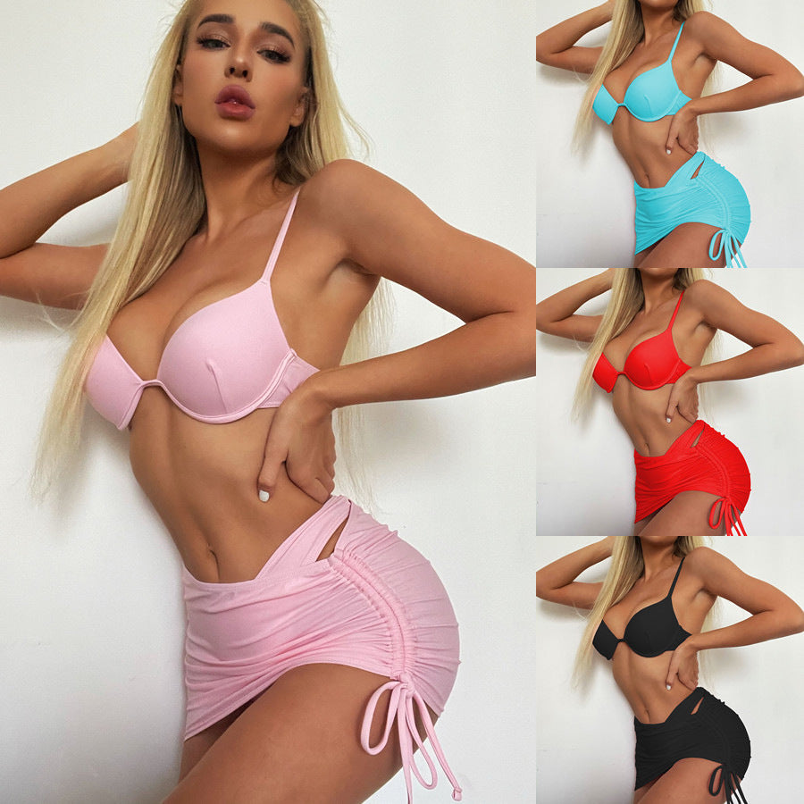 Three-piece Bikini Womens Swimsuit European And American Style by Ricaloux