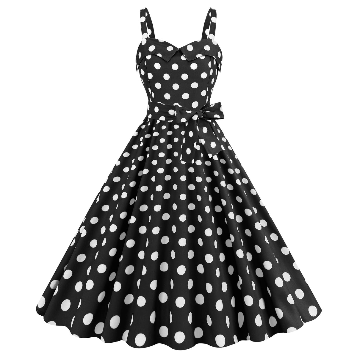 Polka-dot Print Vintage Swing Dress by Ricaloux