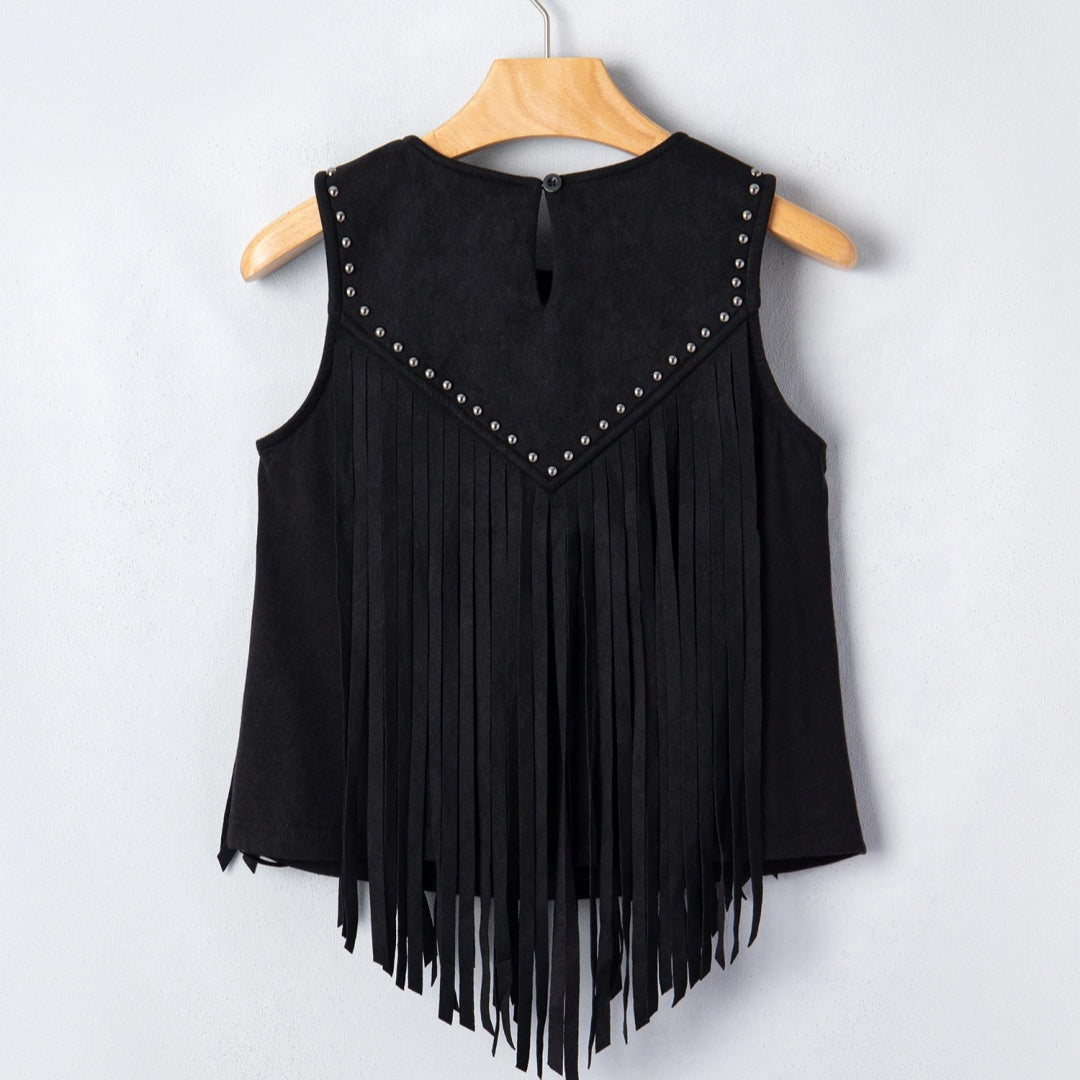 Womens Versatile Retro Fringed Sleeveless Top by Ricaloux