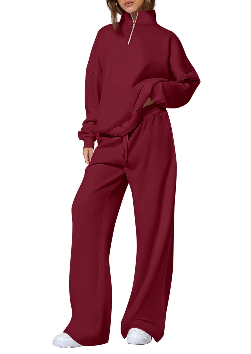 Springautumn Half-zip Sweatshirt And Straight-leg Pants Sportswear Travel Set by Ricaloux