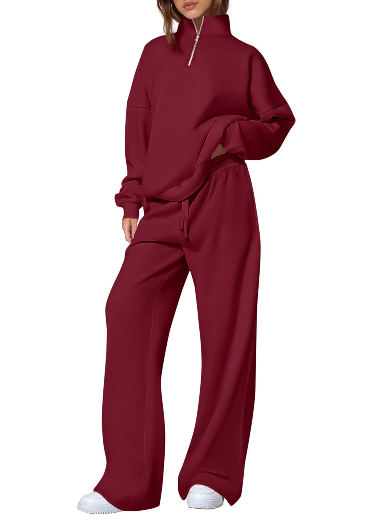 Springautumn Half-zip Sweatshirt And Straight-leg Pants Sportswear Travel Set by Ricaloux
