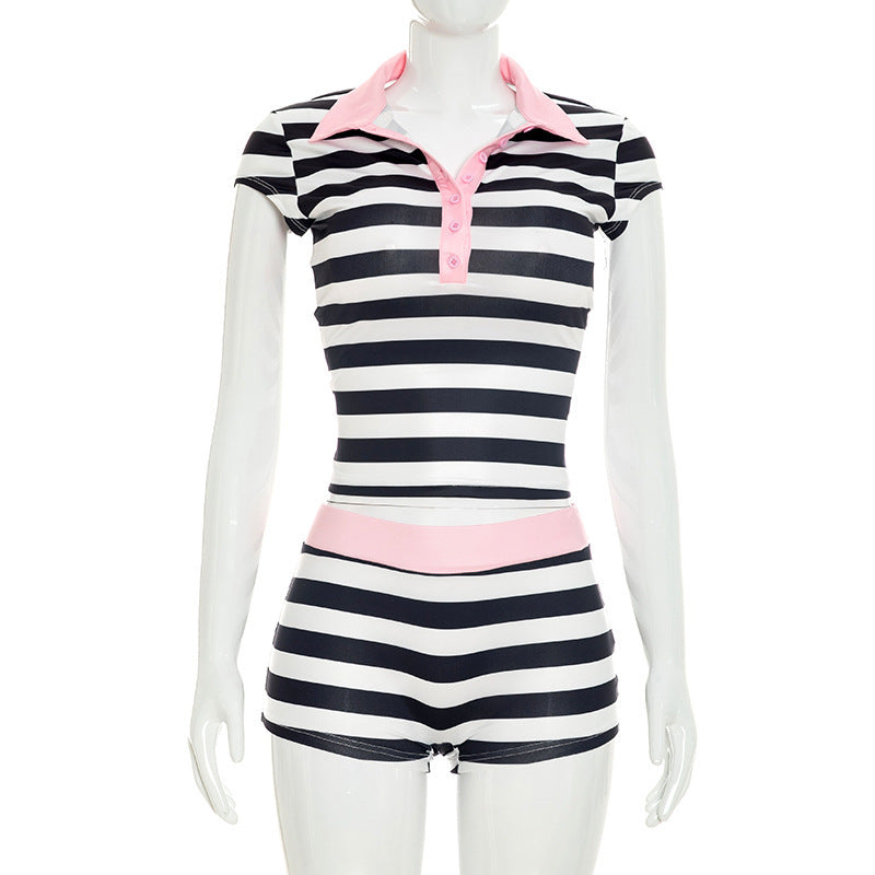 Womens Casual Chic Slim-fit Striped Set – Premium 0 | RICALOUX