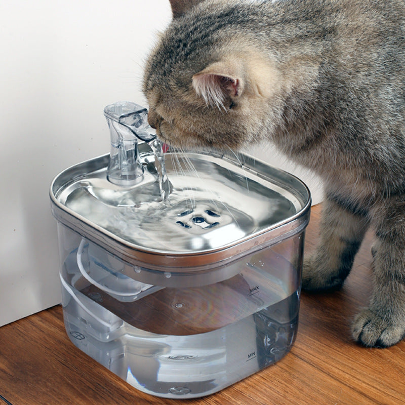 Pet Cat Dog Stainless Steel Automatic Circulation Water Dispenser Intelligent Fountain Pets Accessories by Ricaloux