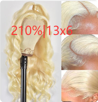 Hand-woven Front Lace Synthetic Wigs Golden Big Wave Long Curly Hair by Ricaloux