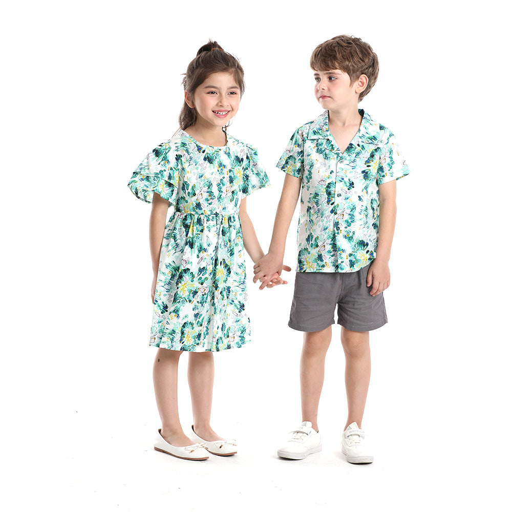 Boys' Shirt Printed Short-sleeved Breathable Children's Shirt Cute Baby Boys' Clothing by Ricaloux