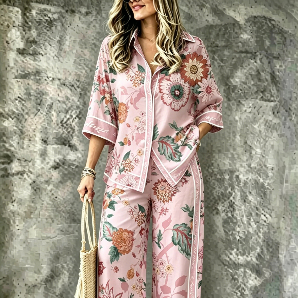 SpringSummer Digital-Print Shirt And Pants Set – Premium 0 | RICALOUX