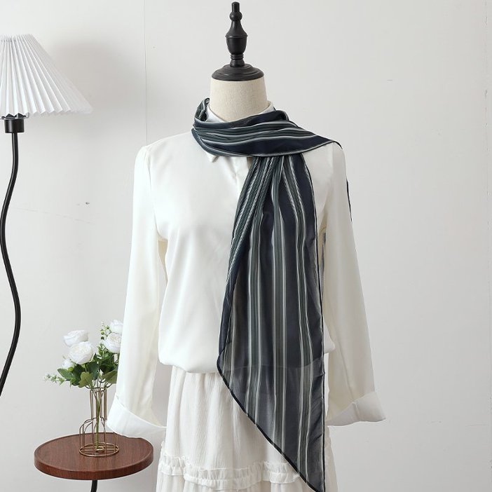 Vintage High-end Long Ribbon Silk Scarf Waist Accessory Fashionable Stripes – Premium 0 | RICALOUX
