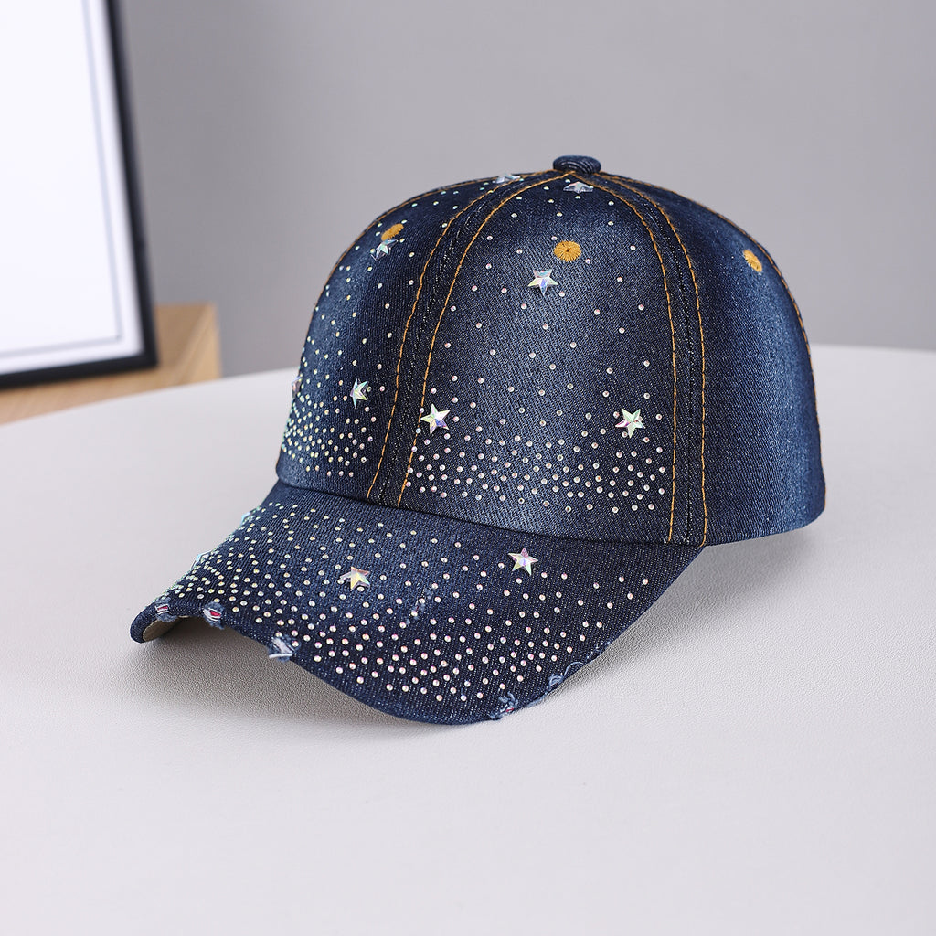 Men's And Women's Three-dimensional Glittering Diamond Mini Stars Distressed Craft Style Retro Streetwear Baseball Cap Suitable For Dates, School Outings – Premium 4 | RICALOUX