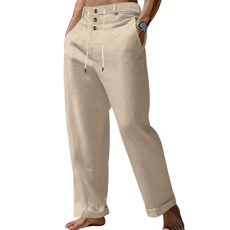 Mens SpringSummer New Fashion Straight-leg Cotton-Linen Casual Pants by Ricaloux