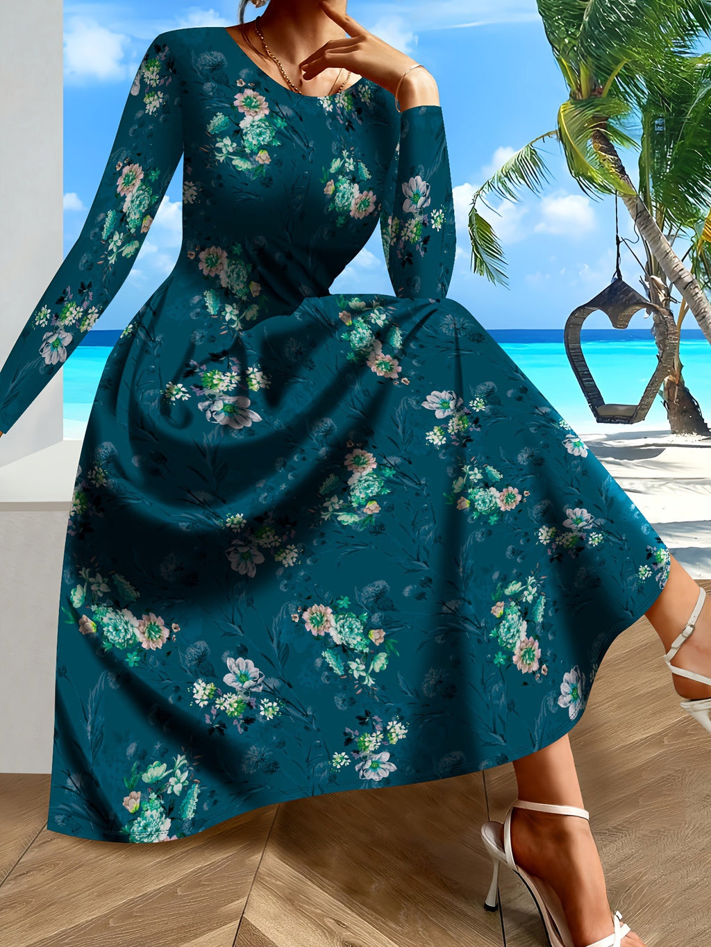 Printed Elegant Long Dress For Parties – Premium 0 | RICALOUX