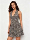 New Leopard-print Halter-neck Dress For Women Summer Style – Premium 0 | RICALOUX
