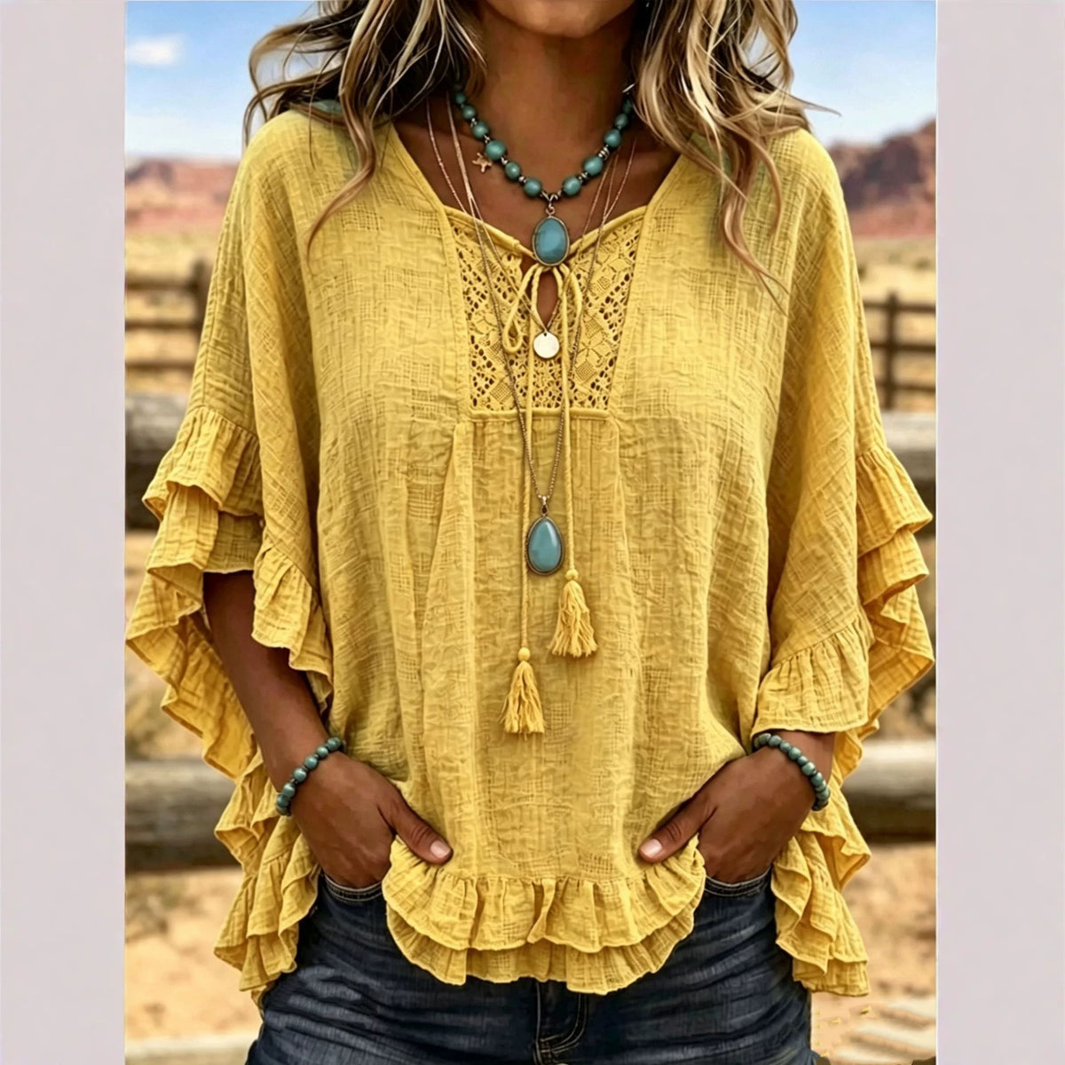 Seasonal European And American Cross-border V-neck Top by Ricaloux