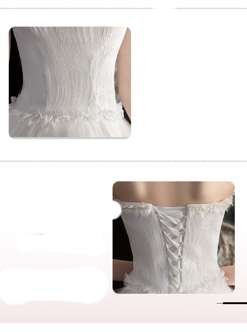 Short Front And Back Length Small Trailing Wedding Dress - RICALOUX