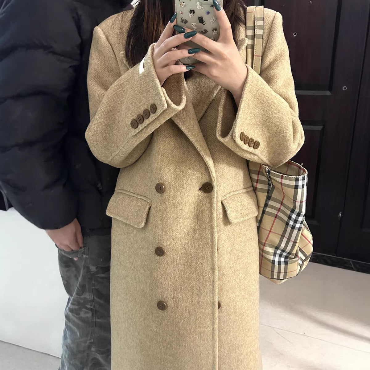 Womens Elegant Korean-Style Wool Coat by Ricaloux