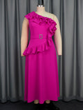 Womens One-shoulder Sleeve Evening Gown by Ricaloux