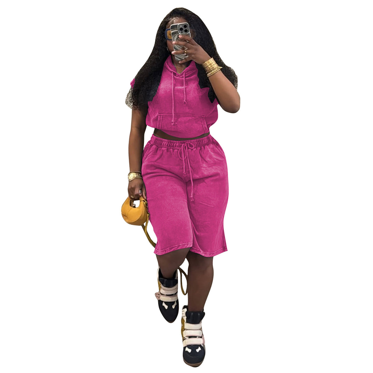 Casual Elastic Washed Shorts Set by Ricaloux