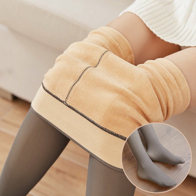 Fake Translucent Plus Size Leggings Fleece Lined Tights Fall And Winter Warm Fleece Pantyhose Women Fleece Lined Pantyhose Thermal Winter Tights - RICALOUX