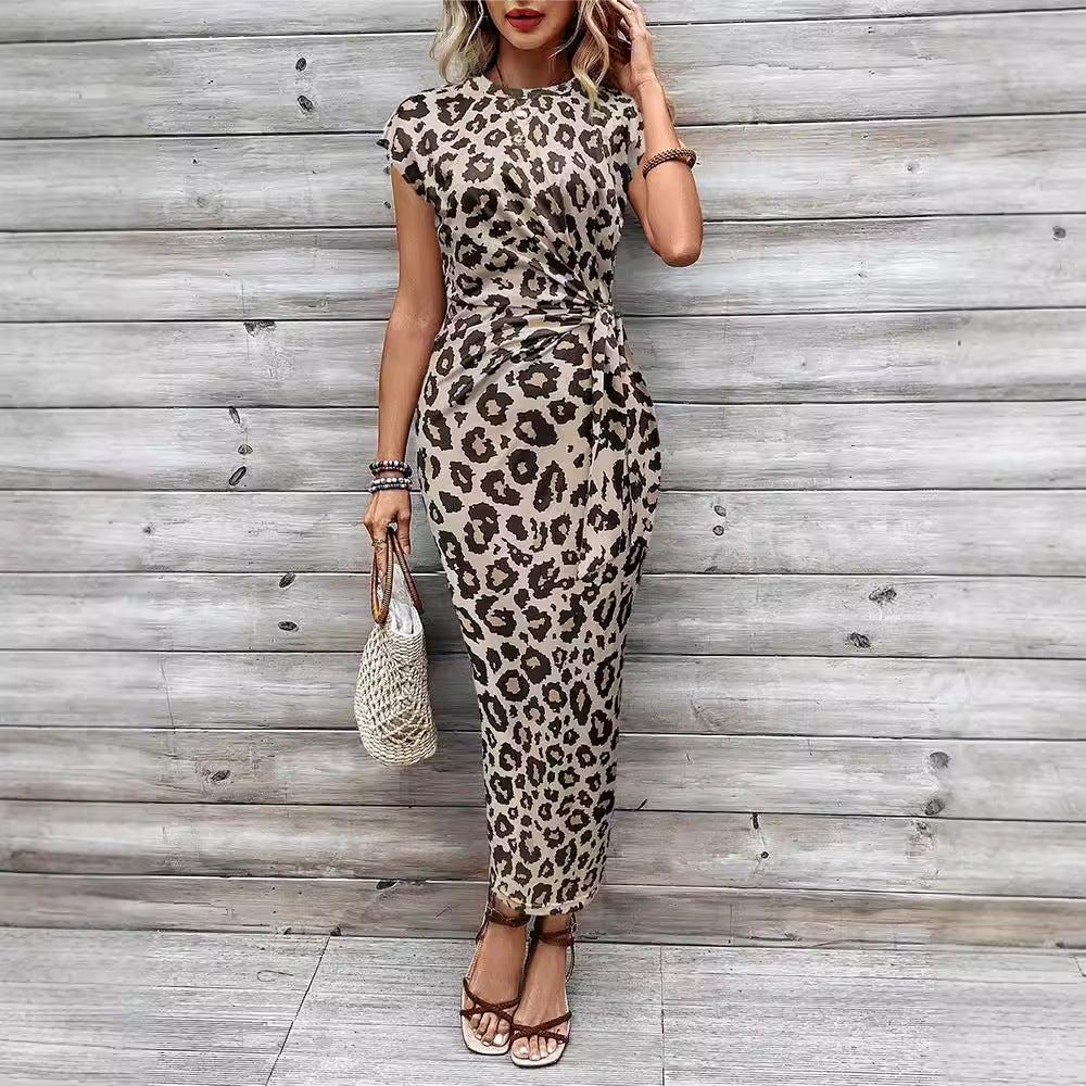 Leopard Print Short Sleeve Dress – Premium 0 | RICALOUX