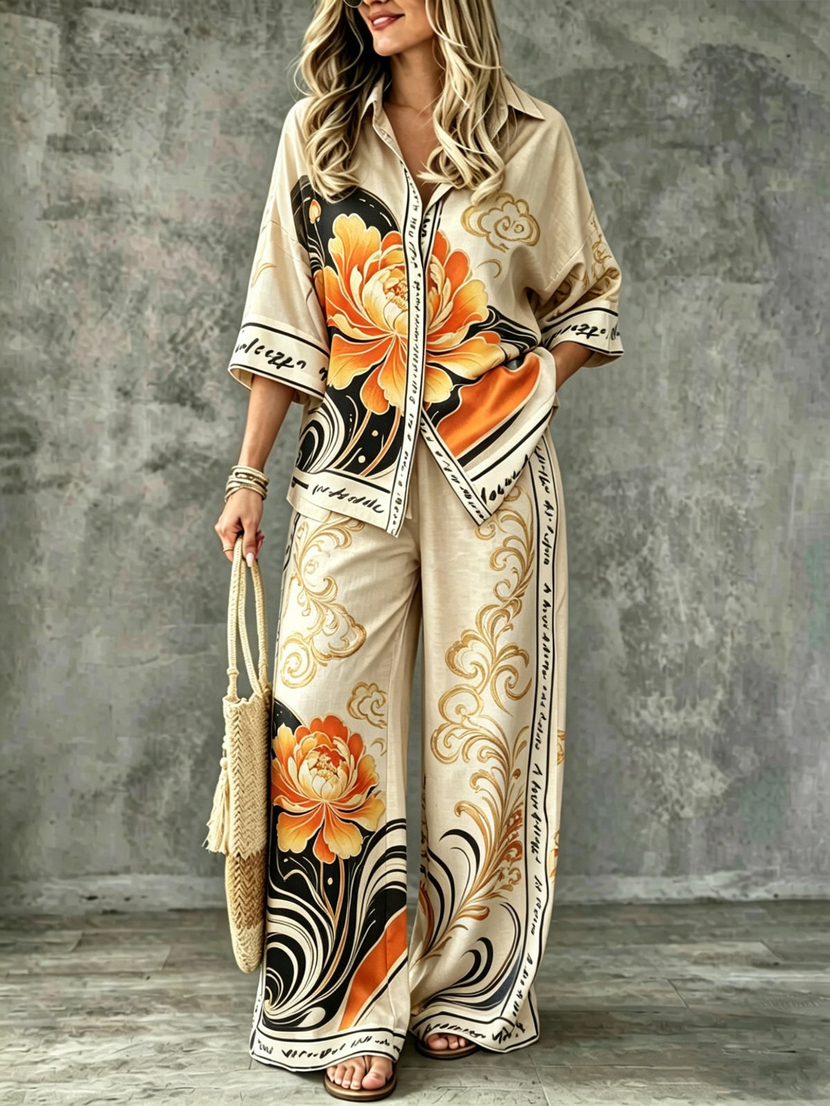 Spring Summer Womens Shirt Set With Digital Print – Premium 0 | RICALOUX