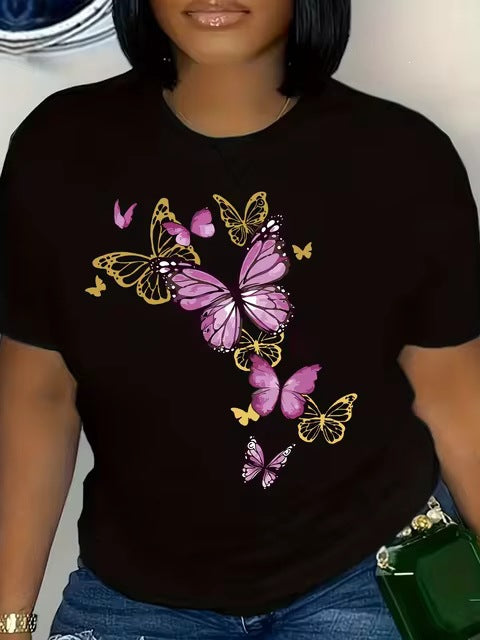 Butterfly-cluster Womens T-shirt Delicate Graphic Casual Top – Premium 0 | RICALOUX