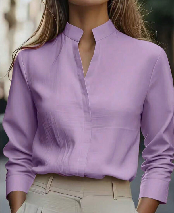 Womens Casual V-Neck Long-Sleeve Shirt by Ricaloux