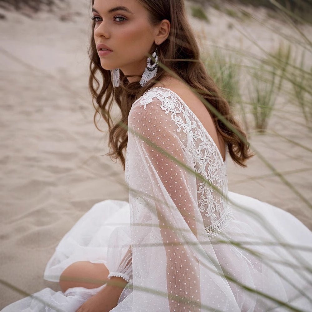 Wish Mesh Split New Light Women's Wedding Dress - RICALOUX