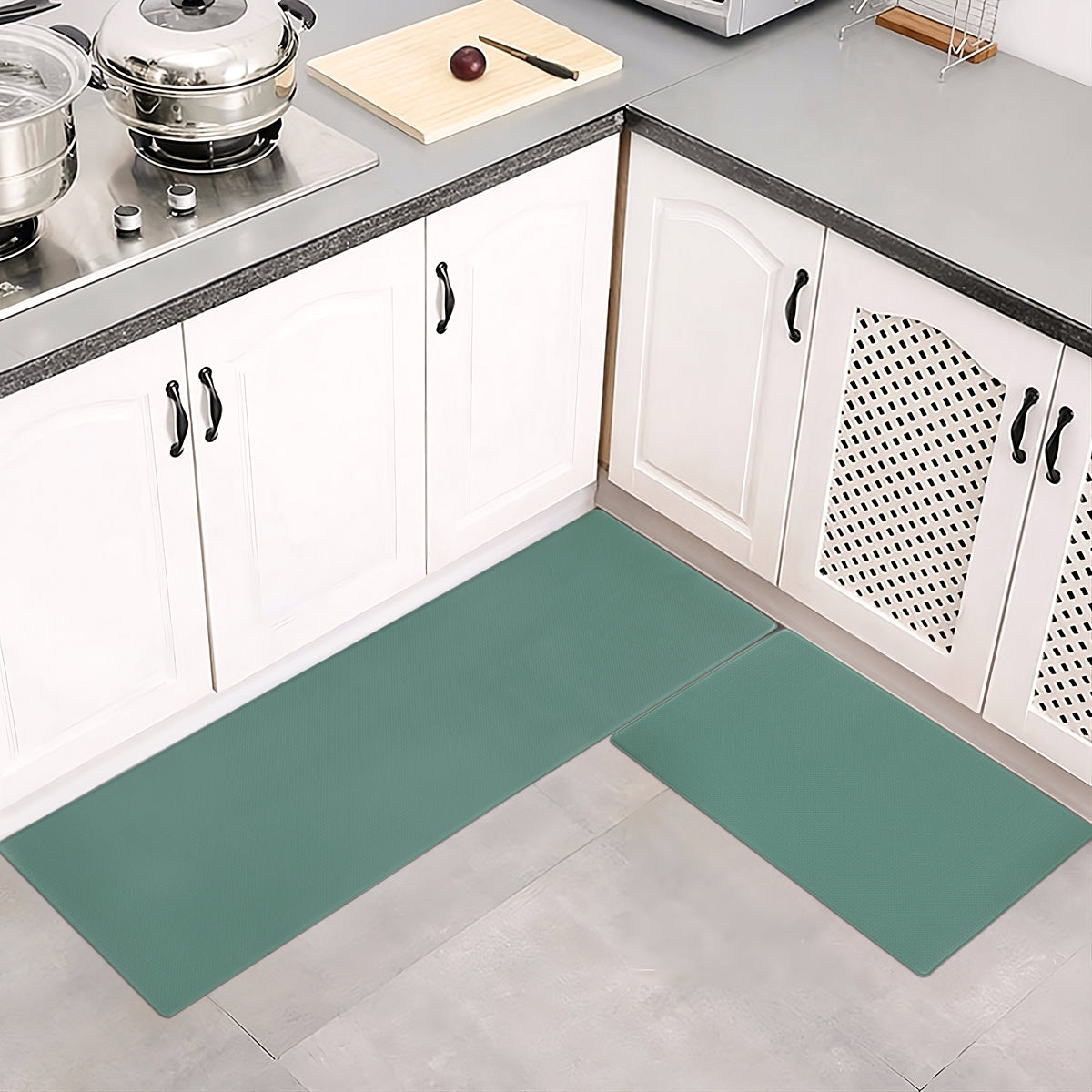 Kitchen Floor Mat Two-piece Set Of Non-slip, Waterproof And Easy To Scrub For Home, Kitchen - RICALOUX