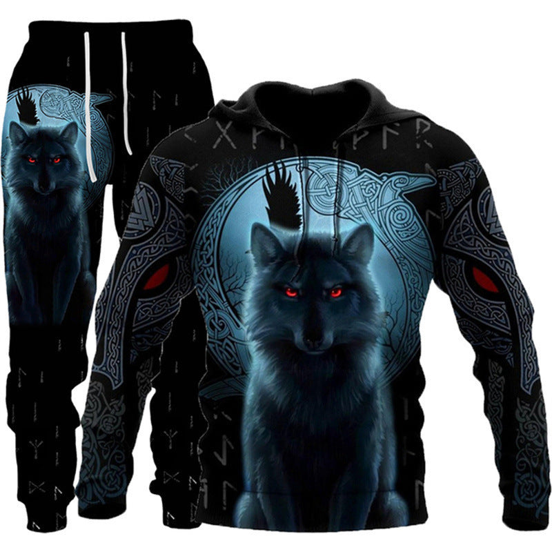 Animal-print Hooded Pullover Sweatshirt And Menswomens Sportswear Set – Premium 0 | RICALOUX