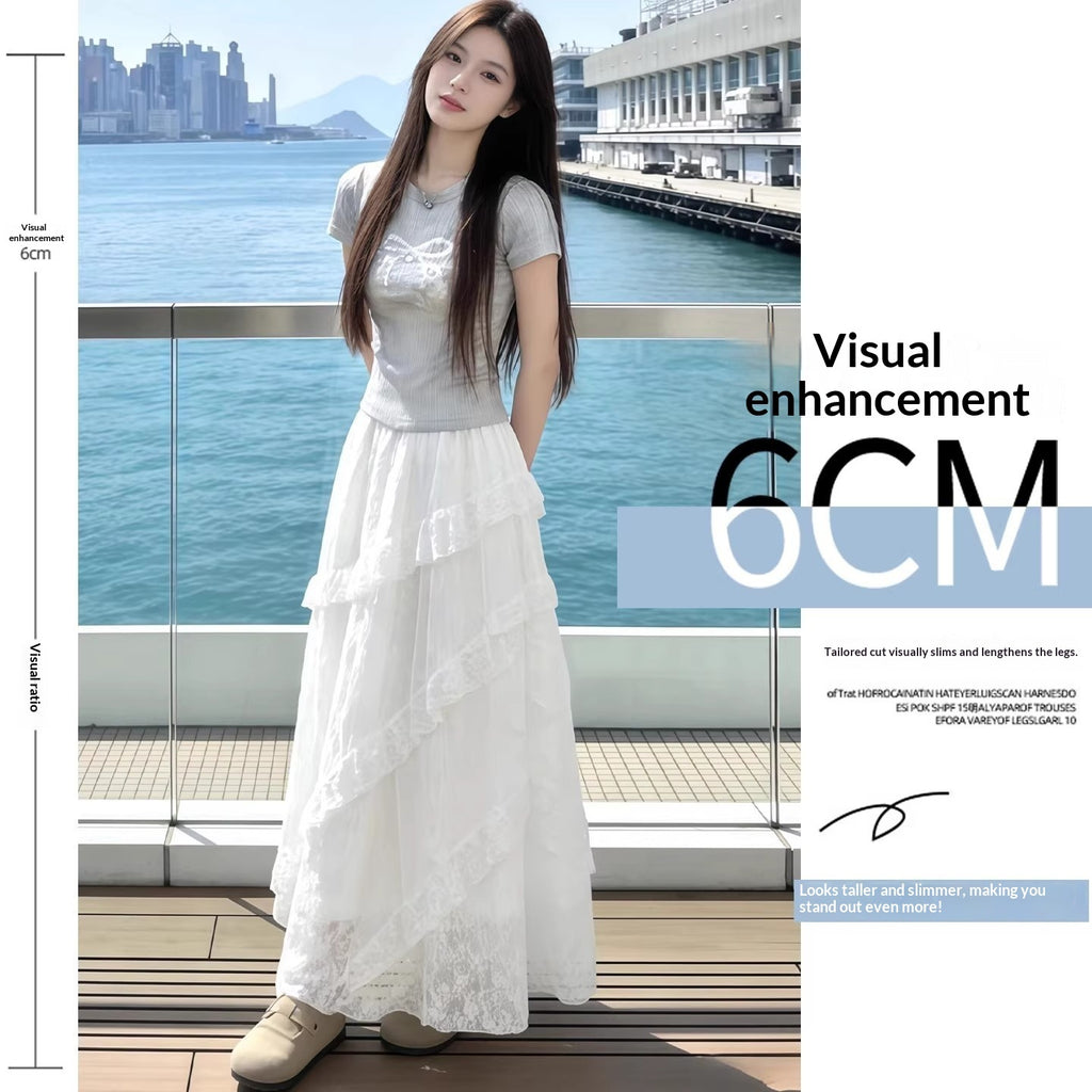 Summer New Arrivals Patchwork Twill Lace Skirt by Ricaloux