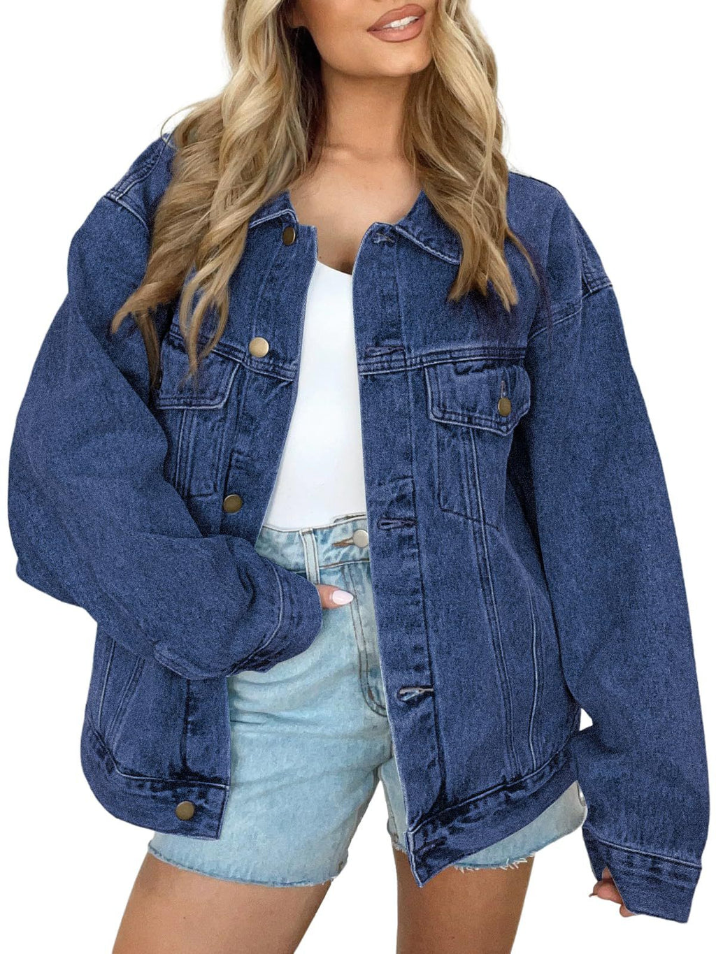 Womens Denim Jacket Long Sleeves by Ricaloux