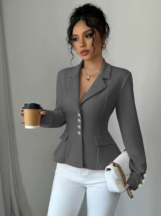 Womens Tailored Lapel Long-sleeve Coat by Ricaloux
