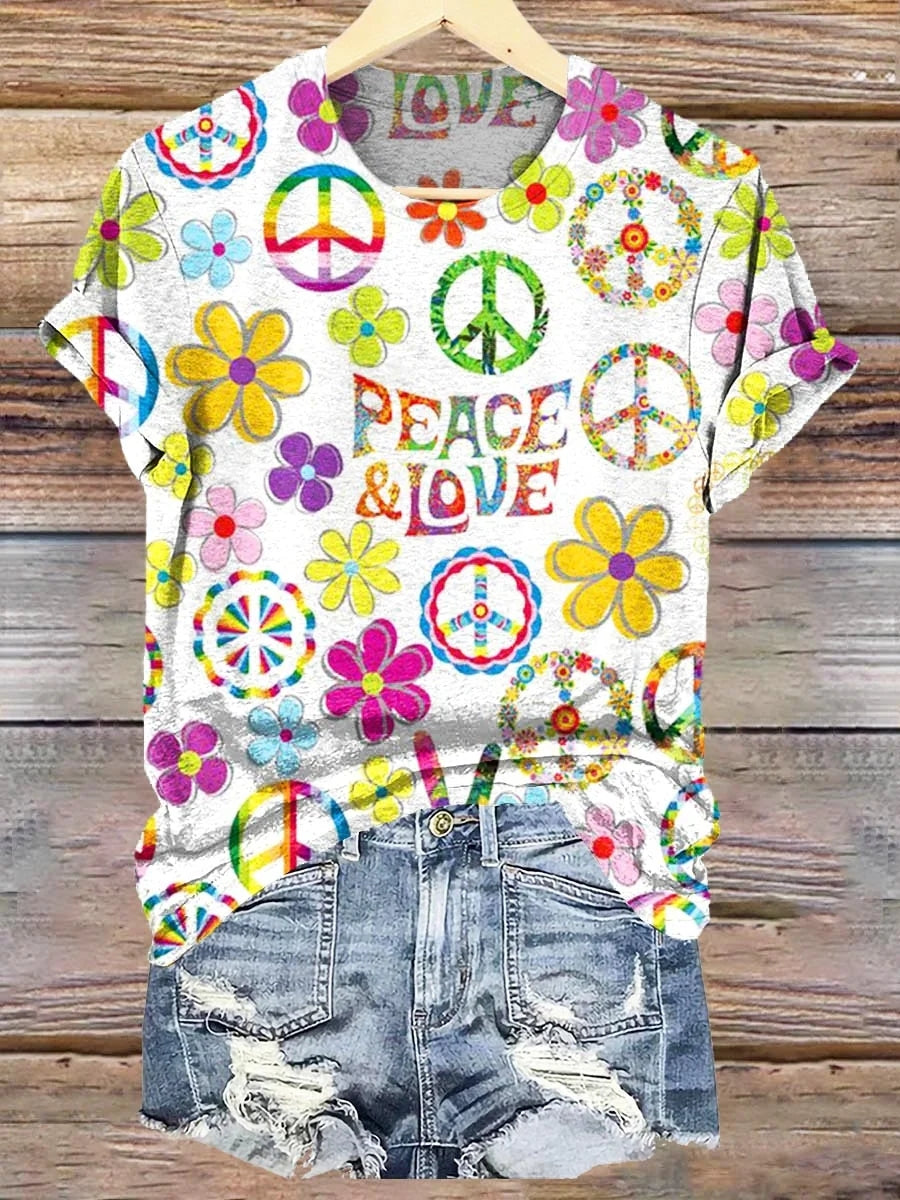 3D Digital Print T-Shirt Womens V-Neck Short-Sleeve Top by Ricaloux