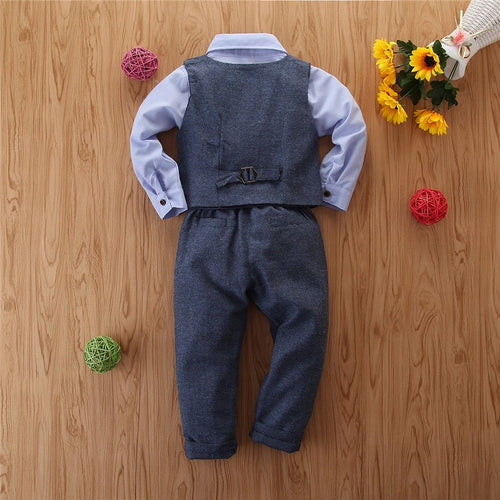 Children's Clothing Boys' Gentleman Long-sleeved Shirt And Pants Three-piece Suit - RICALOUX