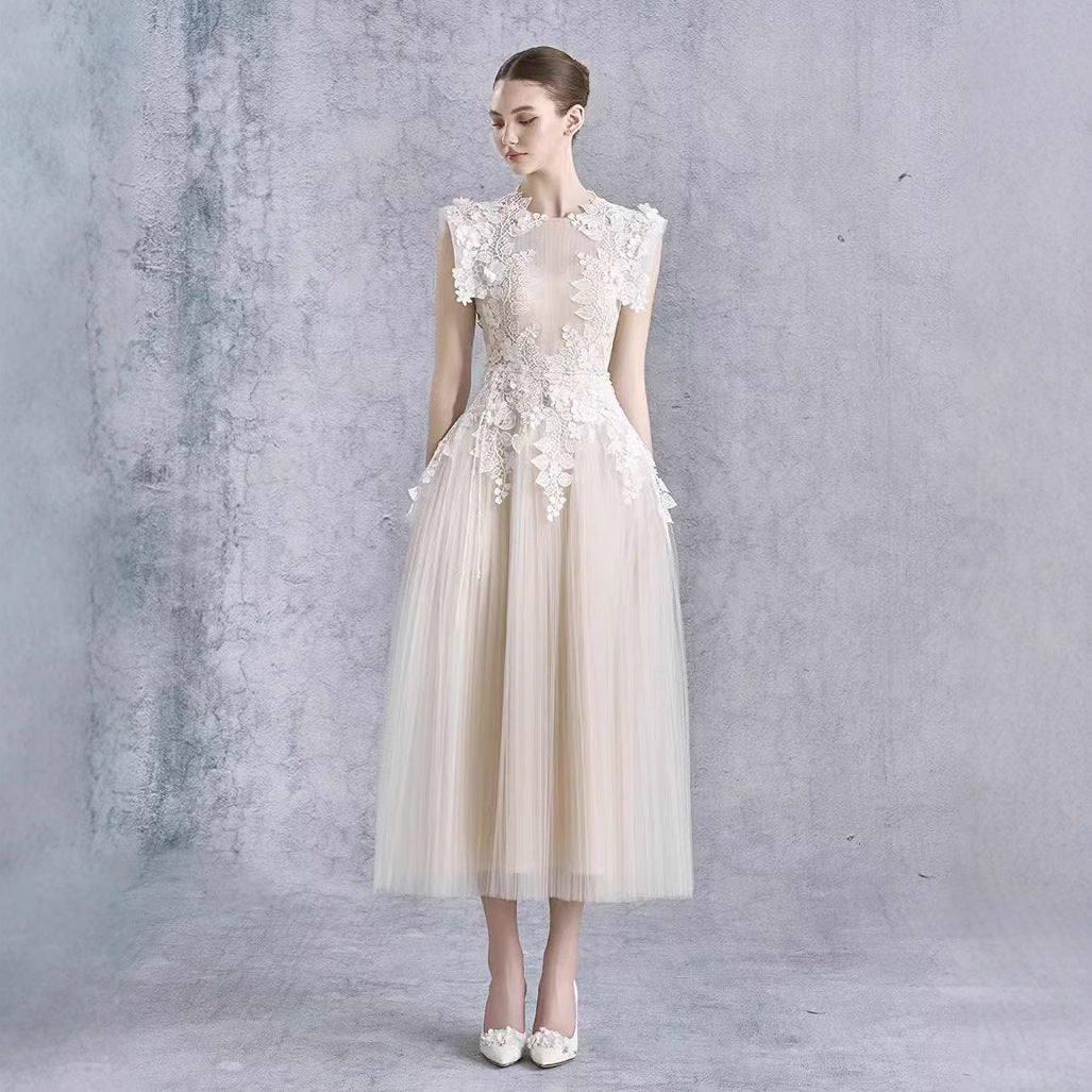 Lace Crochet Fairy-Like Waist-Cinching Dress by Ricaloux