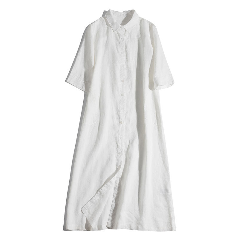 Womens Solid-Color Minimalist Square-Neck Loose-Fit Shirt Dress by Ricaloux