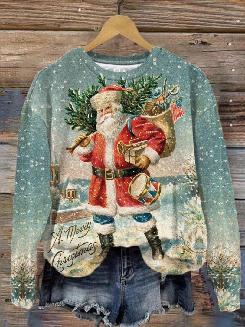 Womens Crew-Neck Pullover Casual Sweatshirt With 3D Hooded Print by Ricaloux